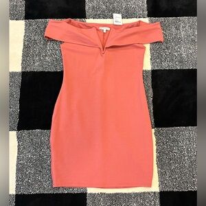 Pink Charlotte Russe Off the Shoulder Bodycon Dress